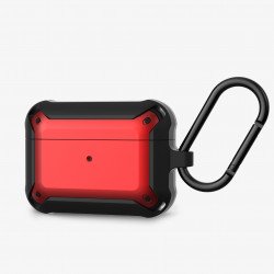 Heavy Duty Shockproof Armor Hybrid Protective Case Cover for Apple Airpod 3 (2021) (Black Red)